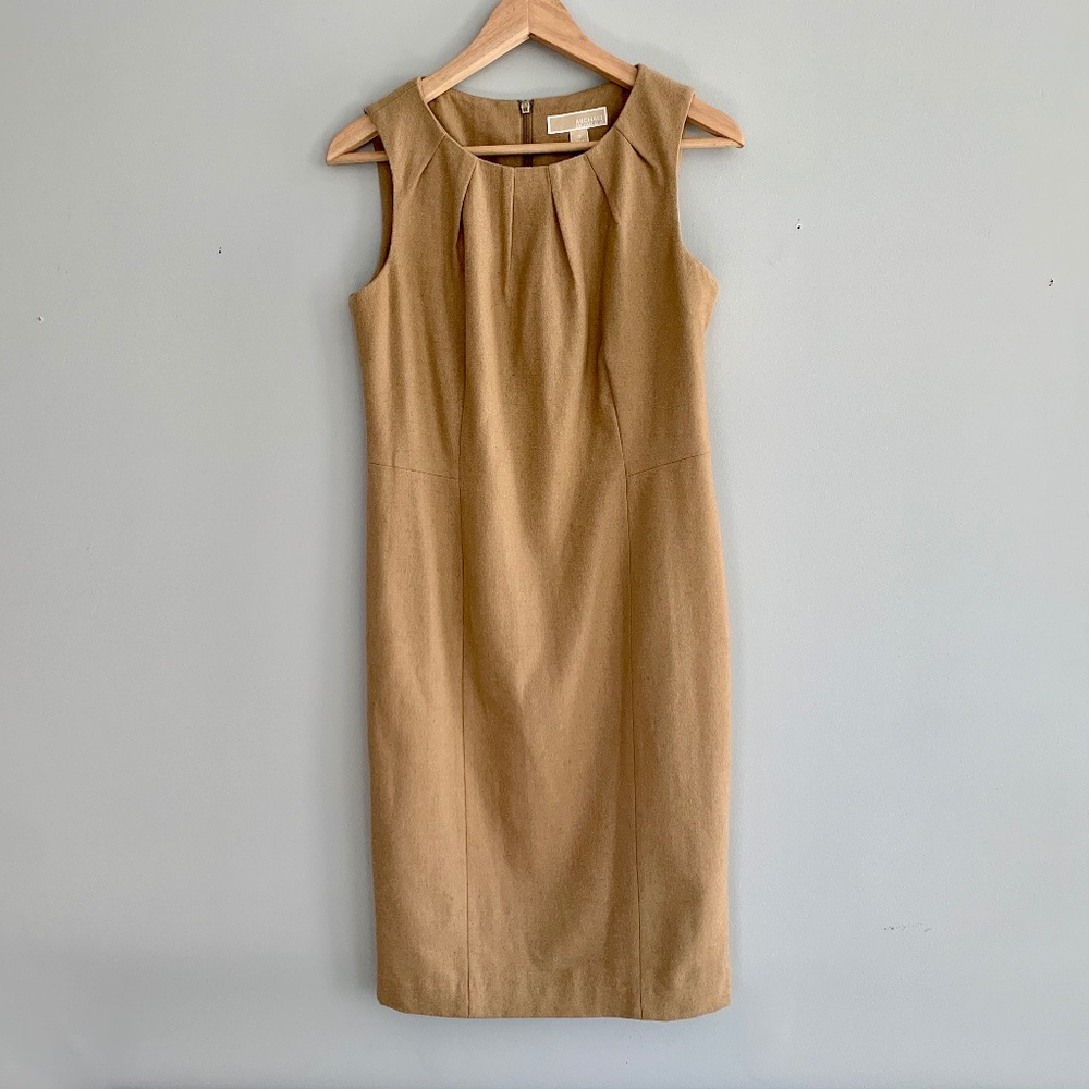 Michael Kors Women's Sheath Dress Wool Tan Sz 6